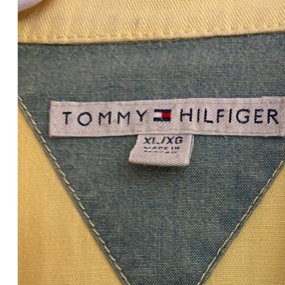 Y2K Tommy Hilfiger Yellow Denim Jean Jacket Women’s XL Cropped Vintage 2000s - Picture 3 of 3